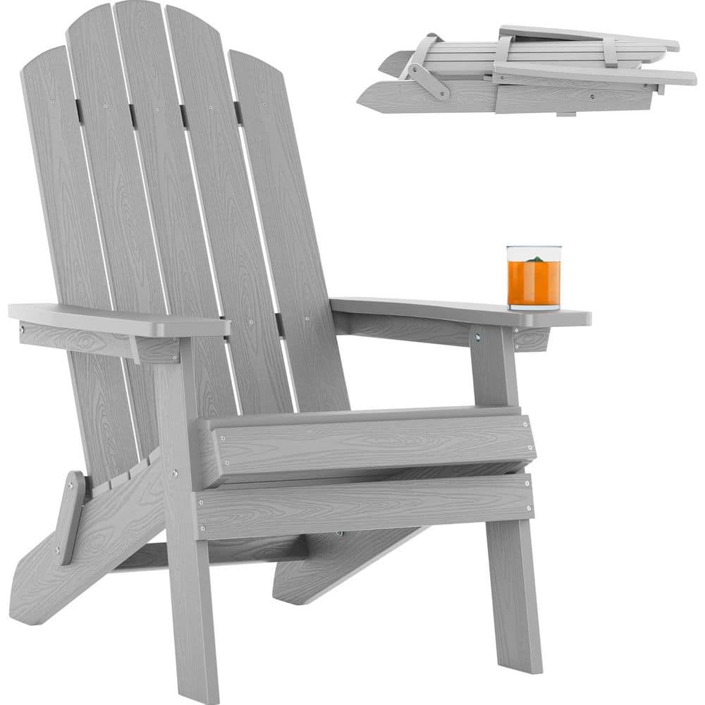 Mximu Grey Plastic Outdoor Patio Folding Adirondack Chair FCH1301