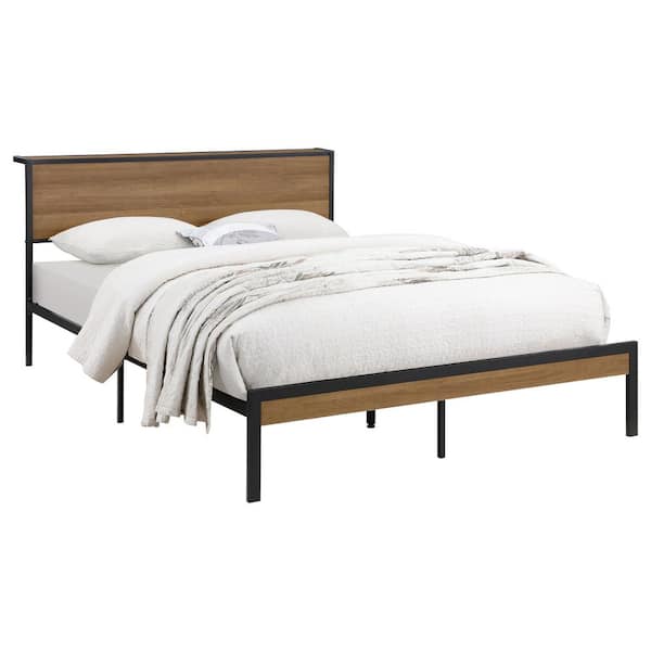 Coaster Ricky Brown and Black Metal Frame Queen Platform Bed