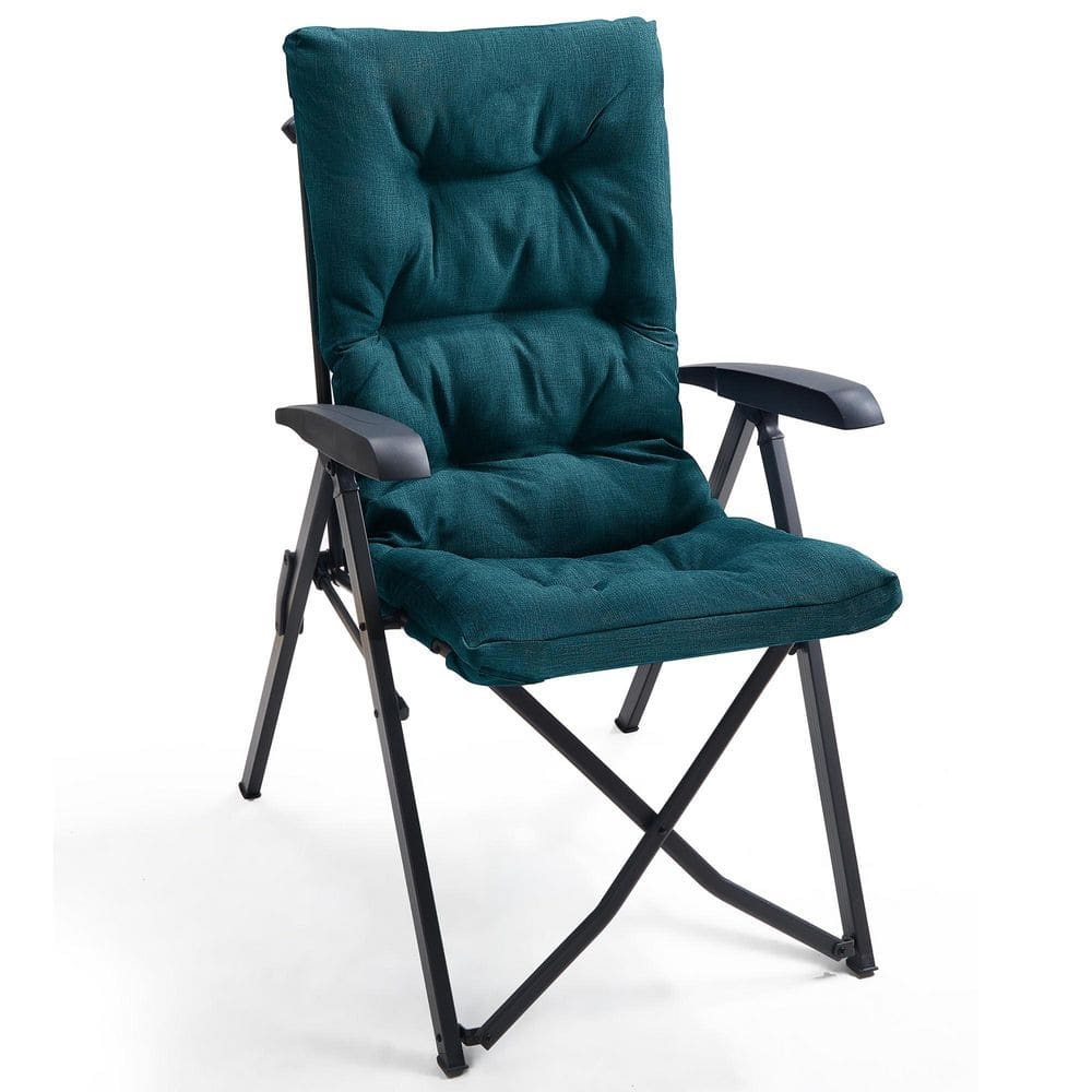 Vintage Green Folding Camping Recliner Chair Fully Padded Alloy Steel Frame