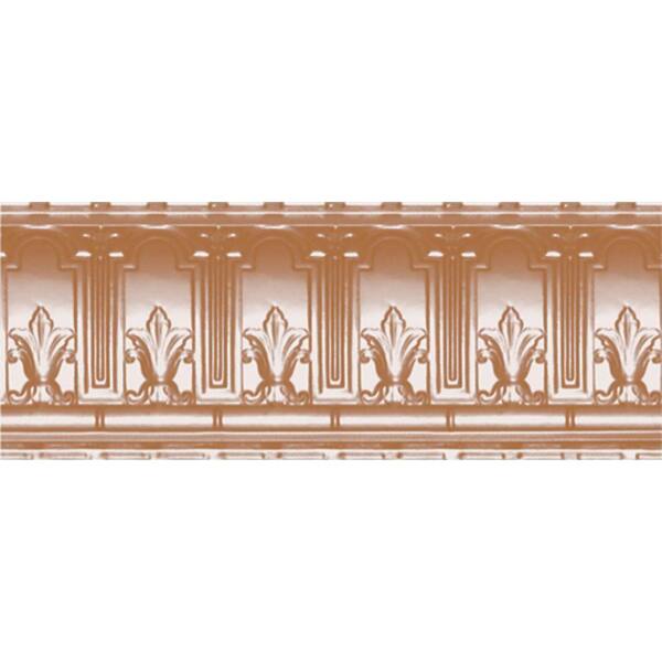 Shanko 9-1/2 in. x 4 ft. x 9-1/2 in. Satin Copper Nail-up/Direct Application Tin Ceiling Cornice (6-Pack)