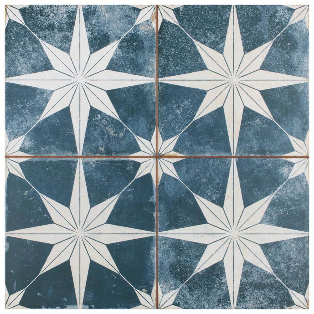 Kings Star Sky Blue and White Ceramic Floor and Wall Tile