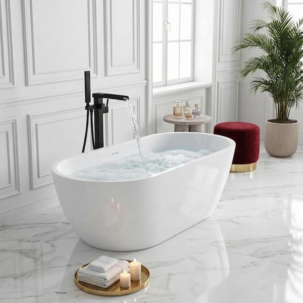 ANZZI Mone 67 in. x 29 in. Flat Bottom Freestanding Soaking
