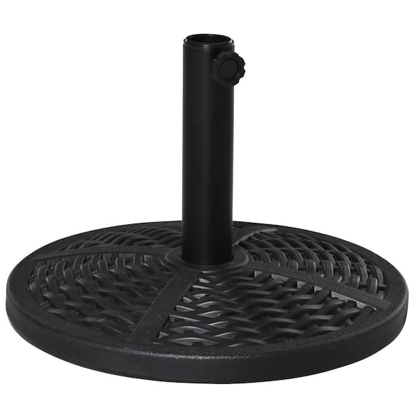Outsunny 18 in. 17.64 lbs. Market Holder Heavy-Duty Round Parasol Stand Patio Umbrella Base with Rattan Design in Black