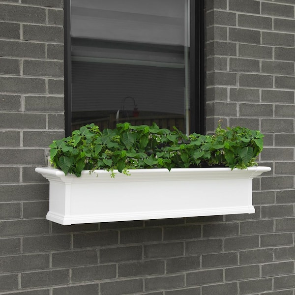 Yorkshire 60 in. x 12 in. Self Watering White Vinyl Window Box