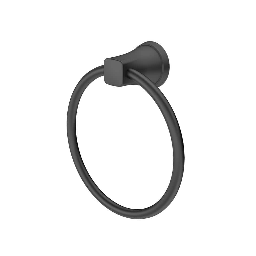 Matte Black Metal Wall Mounted Towel Ring 6.5"