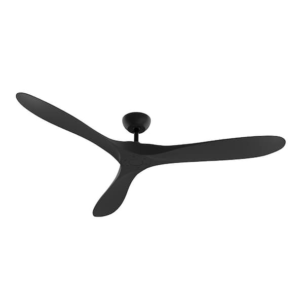 FUFU&GAGA 52 in. Indoor/Outdoor Use Black 3 ABS Blades Propeller Ceiling Fan with Remote Control, 6-Speed Adjustable, DC Motor