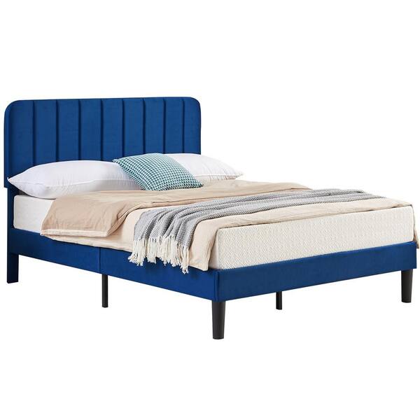VECELO Upholstered Full Bed Frame, Platform Bed Frame with Adjustable