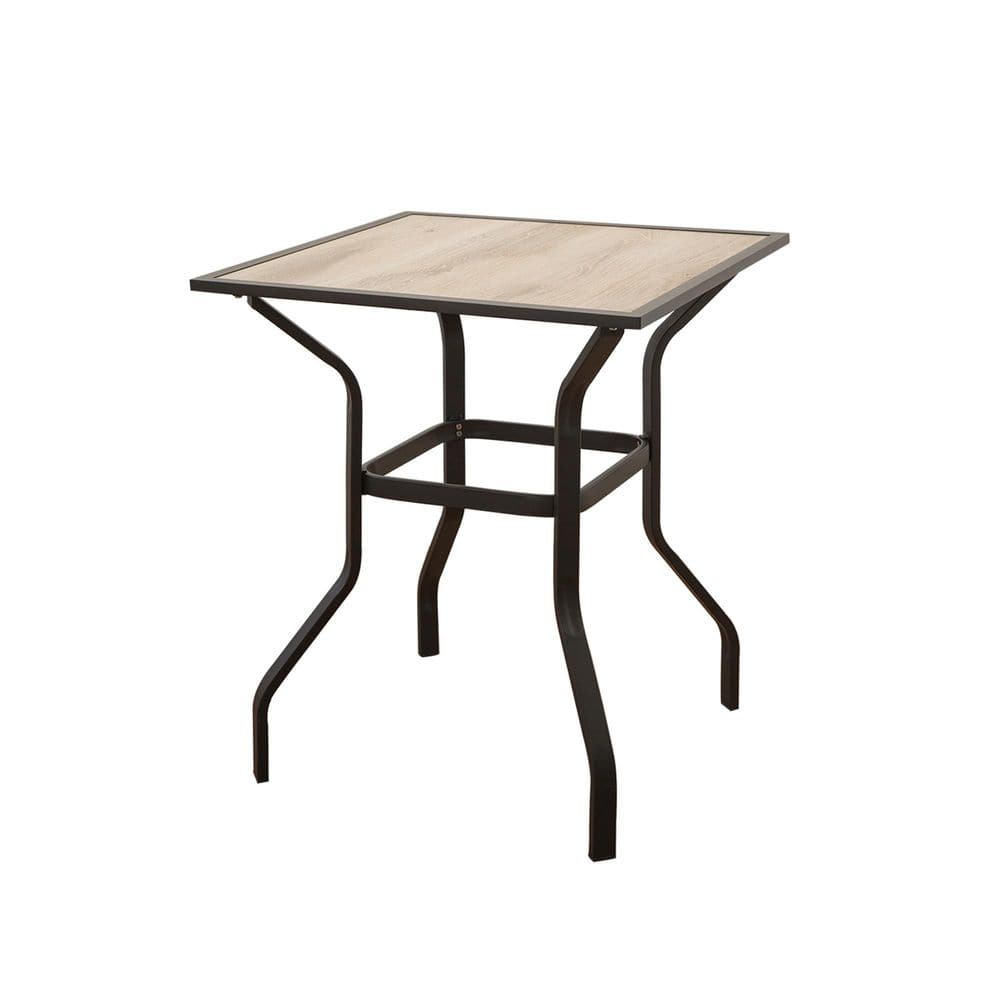 Beige Square Metal Outdoor Dining Table with Wood-Look Tabletop price history on PriceWatchPro