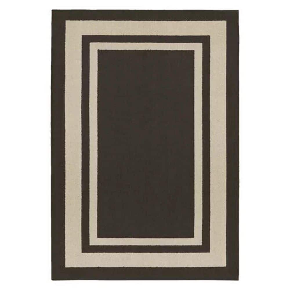 Black Polypropylene 5 ft. x 7 ft. Border Indoor Area Rug