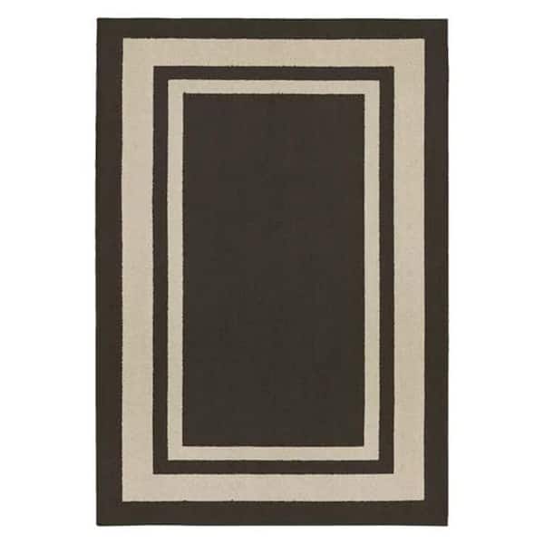 Unbranded Black Polypropylene 5 ft. x 7 ft. Border Indoor Area Rug