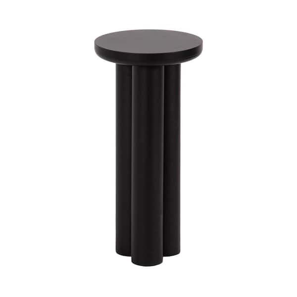 Kate and Laurel Pylar 10 in. Black Round Wooden End Table