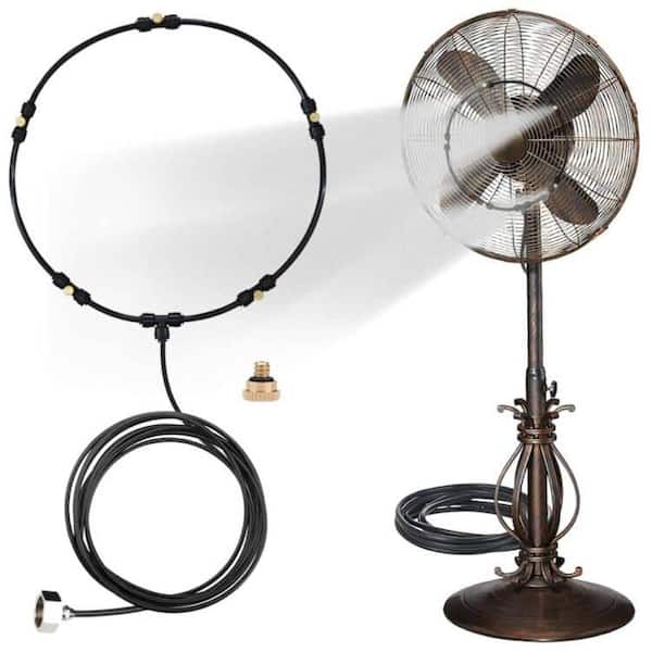 19.4ft. Outdoor Misting Fan Kit, Mist Sprayer with Misting Line, 5 Brass Nozzles, 3/4" Brass Adapter for Any Outdoor Fan