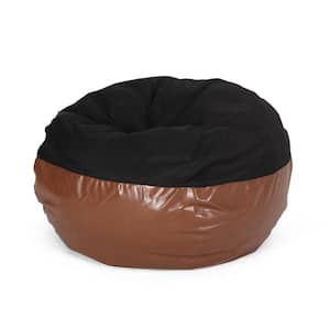 Brenizer Black and Coffee Brown Fabric and Faux Leather 2-Tone 5-Foot Bean Bag