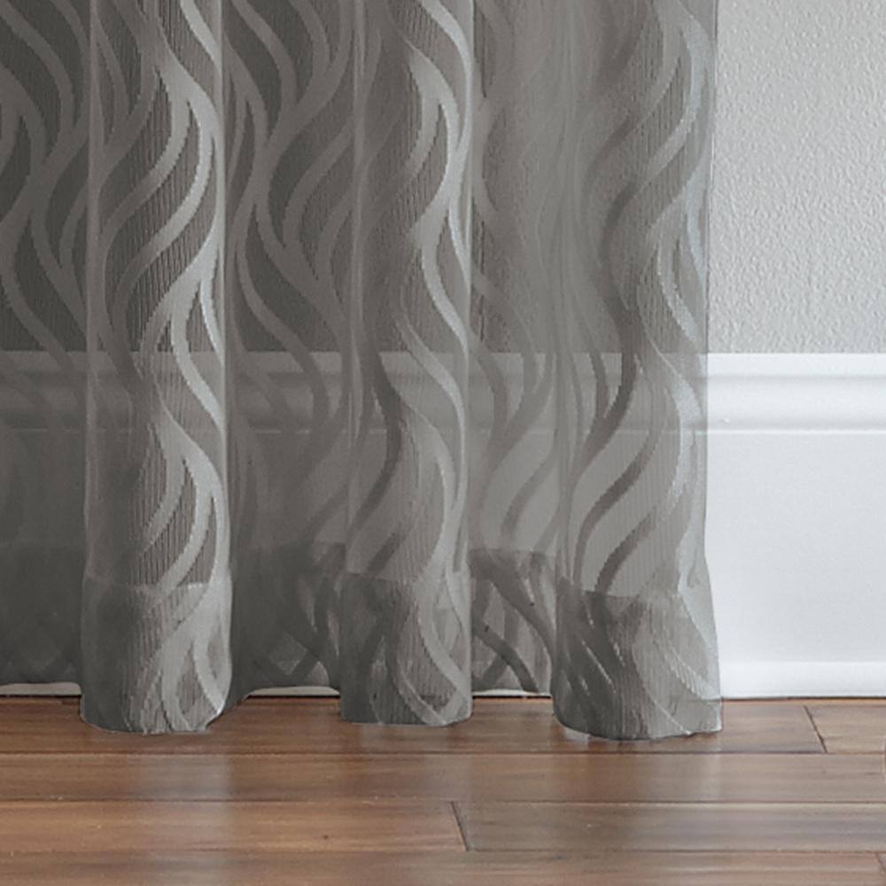 Gray Sheer Polyester Rod Pocket Window Panel 95" x 50"