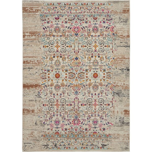 Nourison Vintage Kashan Ivory 5 ft. x 7 ft. Bordered Traditional Area Rug