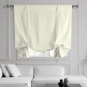 Fresh Popcorn Ivory Solid Cotton 46 in. W x 63 in. L Room Darkening Rod Pocket Tie-Up Window Shade (1 Panel)