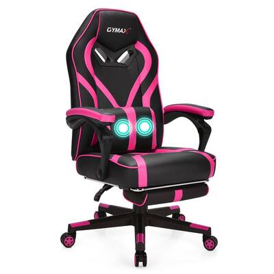 Pink Plastic Massage Gaming Chair Racing Recliner Computer Desk Chair with Footrest