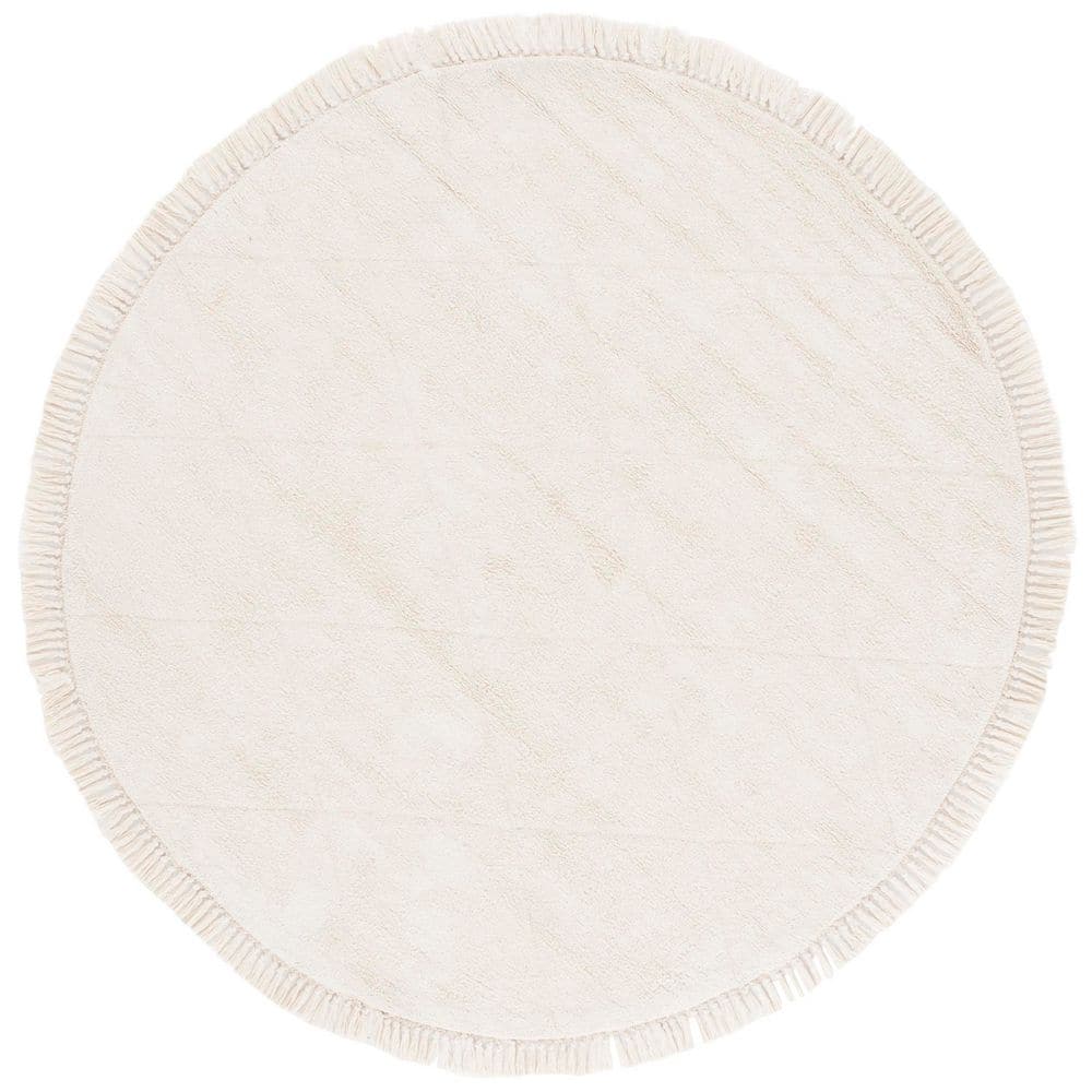 UPC 195058999915 product image for Easy Care Ivory 6 ft. x 6 ft. Solid Diamond Round Area Rug | upcitemdb.com