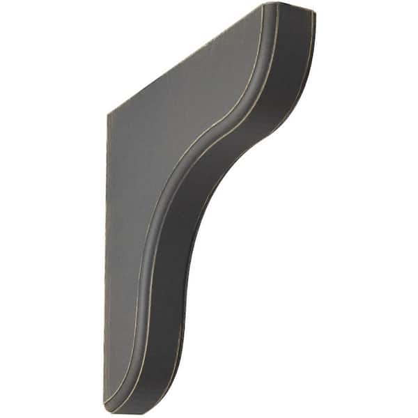 Ekena Millwork 1-3/4 in. x 10-1/2 in. x 10-1/2 in. Black Eaton Wood Vintage Decor Bracket