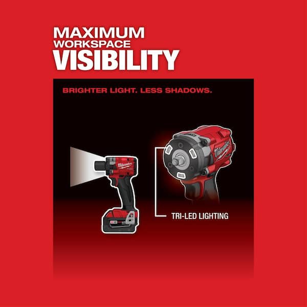 Milwaukee - M18 FUEL 18V Lith-Ion Brushless Cordless 3/8 in. Compact Impact Wrench w/(3) High Output Battery Pack 6.0Ah