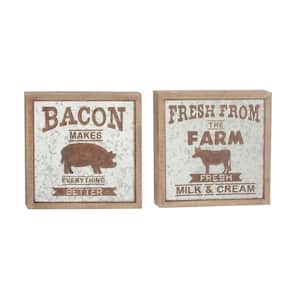 Grey Wood Farmhouse Sign Wall Decor (Set of 2)