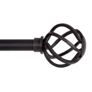 Cage 48 in. - 86 in. Adjustable Single Curtain Rod 5/8 in. Diameter in Black with Openwork Finials