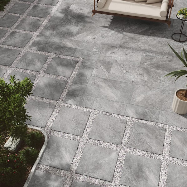 MSI Quarzo Gray 2 cm. x 24 in. x 24 in. Porcelain Paver Stone Look Paver Tile (8 sq. ft. / case)