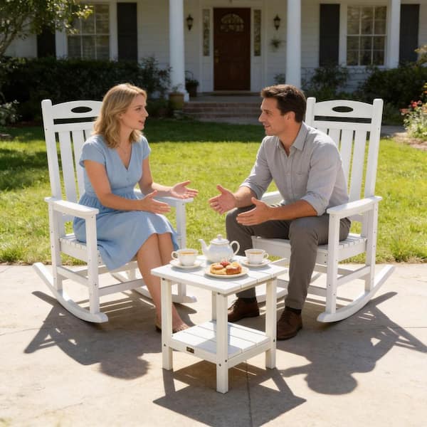 2-Piece Oversized HDPE Outdoor Rocking Chairs, 350 lbs Weight