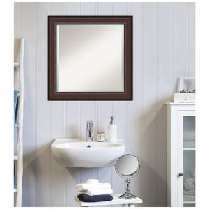Medium Square Walnut Cherry Beveled Glass Classic Mirror (24.5 in. H x 24.5 in. W)
