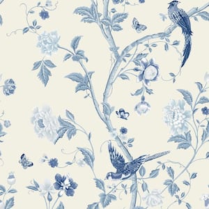 Summer Palace Royal Blue Unpasted Removable Wallpaper Sample