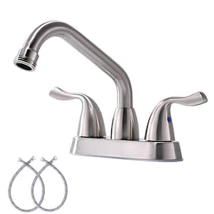 single handle Brushed Nickel Utility Sink Laundry Faucet, 4 in. Centerest Rotatable Swivel 360 Spout with Threaded End