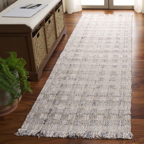 Renewal 2 ft. x 8 ft. Gray Lattice Fringe Runner Rug