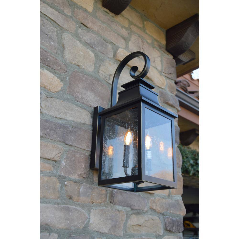 Imperial Black 2-Light Outdoor Wall Lantern with Clear Glass