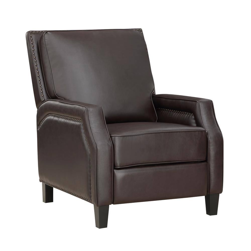 Adele Dark Brown Faux Leather Upholstered Push Back Standard Recliner