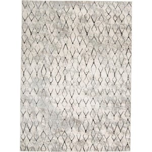 Ivory Gray and Taupe 2 ft. x 3 ft. Abstract Area Rug