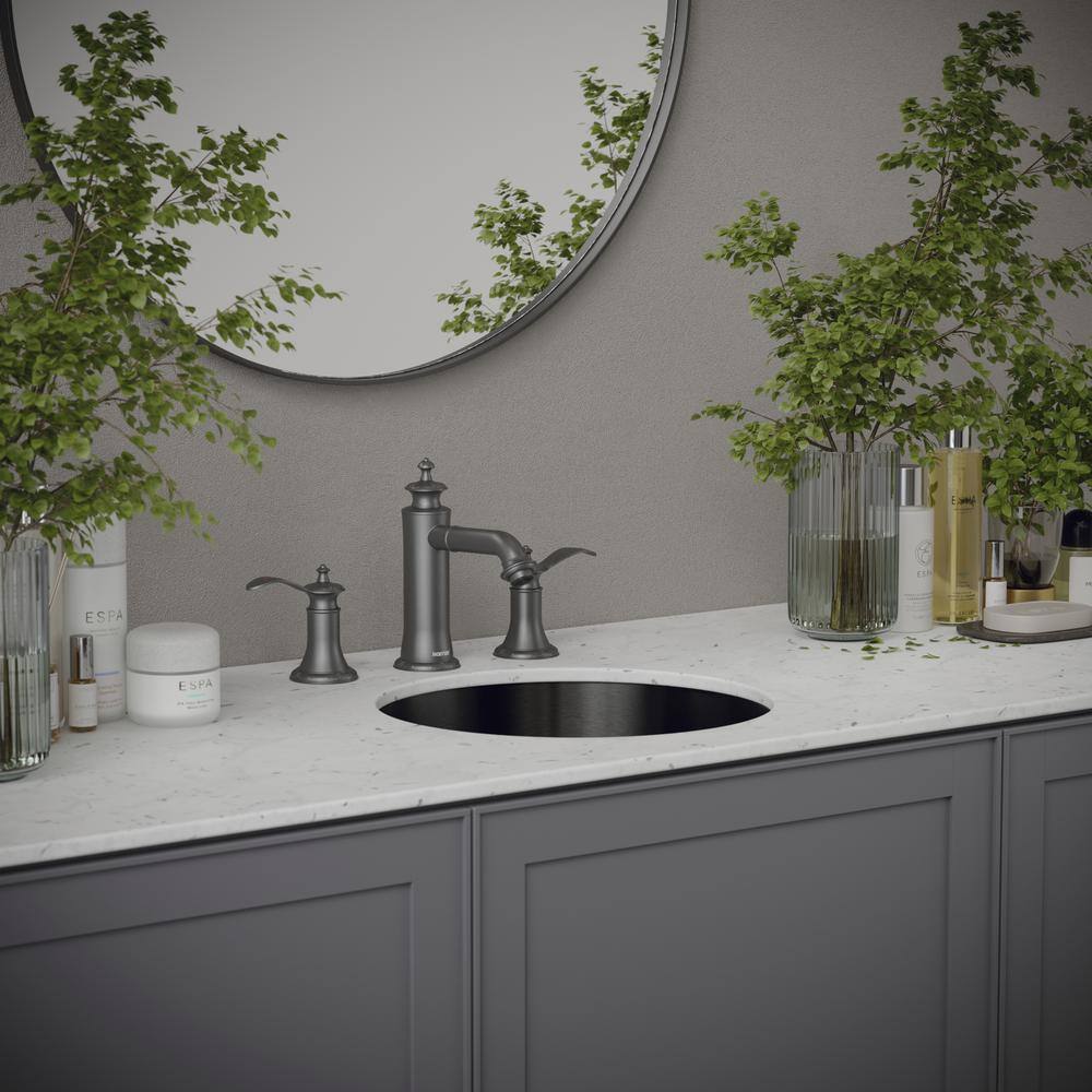 Gunmetal Grey Round Stainless Steel Undermount Bathroom Sink