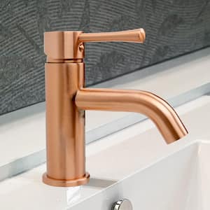 4 in. Centerset Single-Handle Low-Arc Low-Lead Bathroom Faucet without Drain in Copper