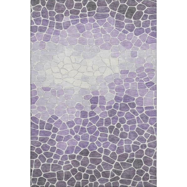 Mayfield Premium Machine Washable Abstract AMF2190 Purple 9 ft. x 12 ft. Area Rug