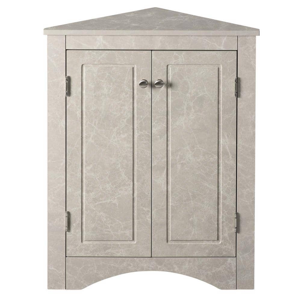 17.2 in. W x 17.2 in. D x 31.5 in. H White Marble Triangle Bathroom Storage