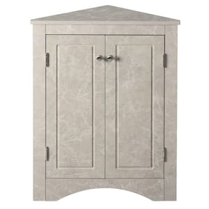 17.2 in. W x 17.2 in. D x 31.5 in. H White Marble Triangle Bathroom Storage Cabinet with Adjustable Shelve Linen Cabinet