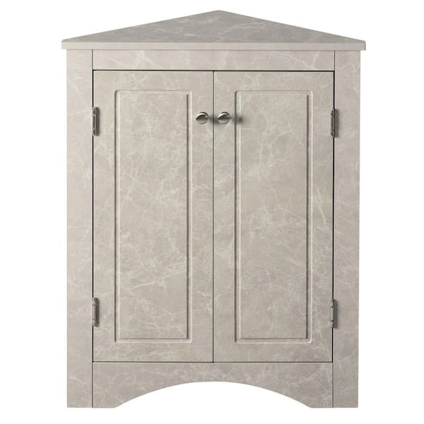 Unbranded 17.2 in. W x 17.2 in. D x 31.5 in. H White Marble Triangle Bathroom Storage Cabinet with Adjustable Shelve Linen Cabinet