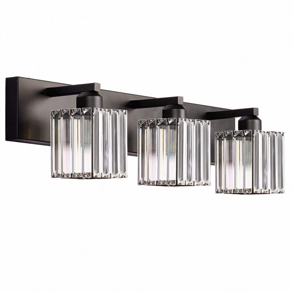 20.4 in 3-Light Sand Black Vanity Mirror Light with Triangular Glass Shades, E26 Sockets Bulbs No Included price history on PriceWatchPro