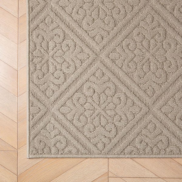 Austell Solid 2 ft. x 8 ft. Linen Geometric Runner Rug