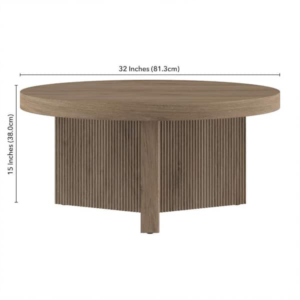 Meyer&Cross Holm 32 in. Antiqued Gray Oak Round MDF Top Coffee