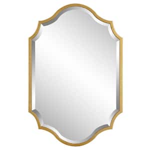 26.85 in. W x 40.5 in. H Wooden Frame Gold Wall Mirror