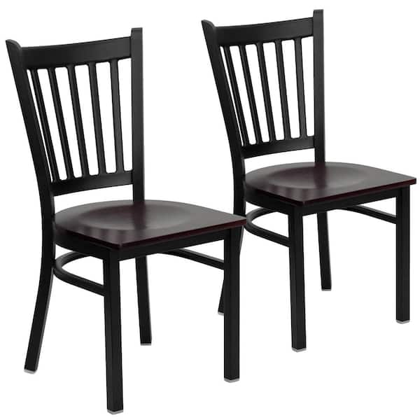 Carnegy Avenue Mahogany Wood Seat/Black Metal Frame Restaurant Chairs (Set of 2)