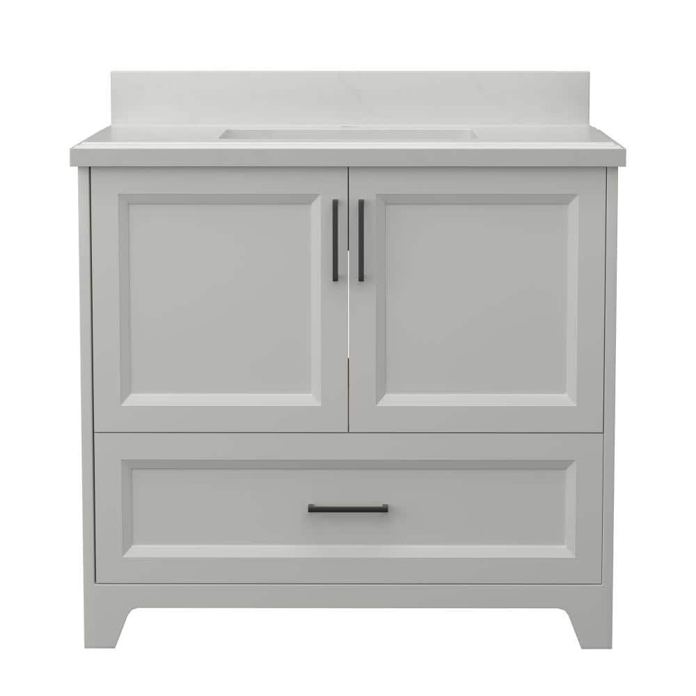Baily 36 in. W x 21 in. D x 33 in. H Single Sink Freestanding Bath Vanity in Light Grey with White Cultured Marble Top price history on PriceWatchPro