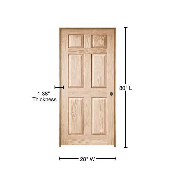 Details about   6 Panel Raised solid Oak Entrance Door 28"W x 80" H x 1-1/2" D 