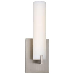 Tube 10-Watt Brushed Nickel Integrated LED Wall Sconce with Etched Opal Glass