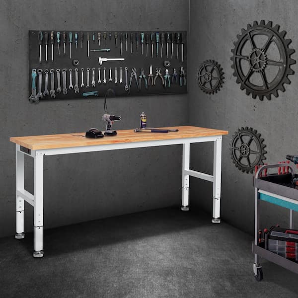 Frontier 72 in. W x 24 in. D Adjustable Height Wood Top Workbench